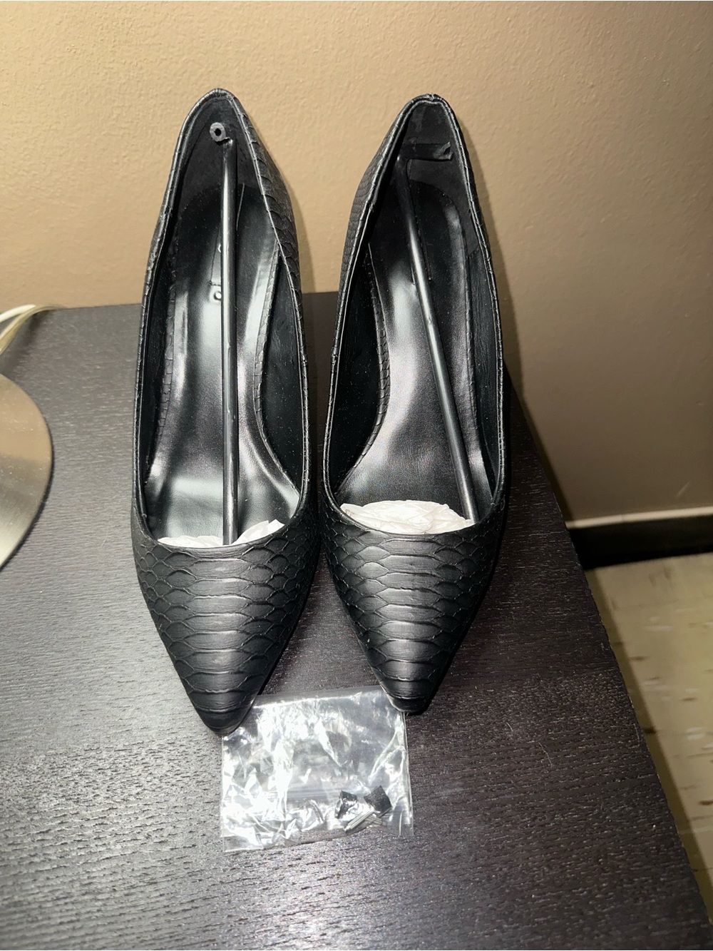 Aldo Black Textured Pointed-Toe Pumps
